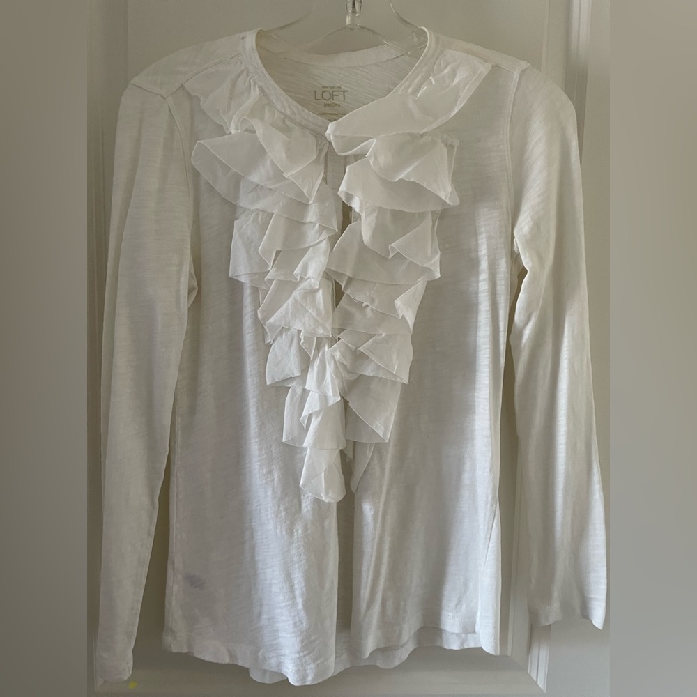Ann Taylor ruffle long sleeve shirt